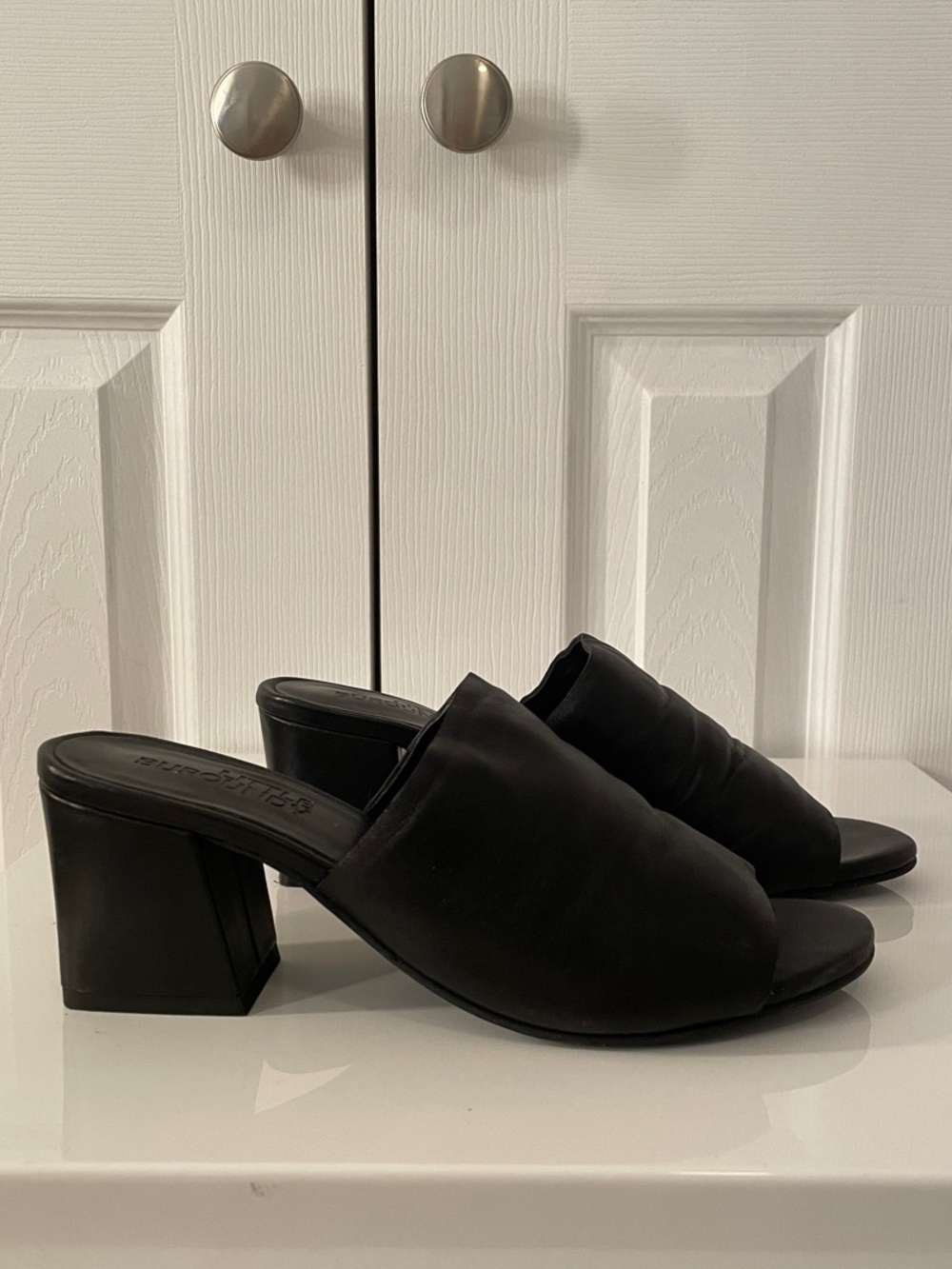 Black Slip-On Block Heel Mules